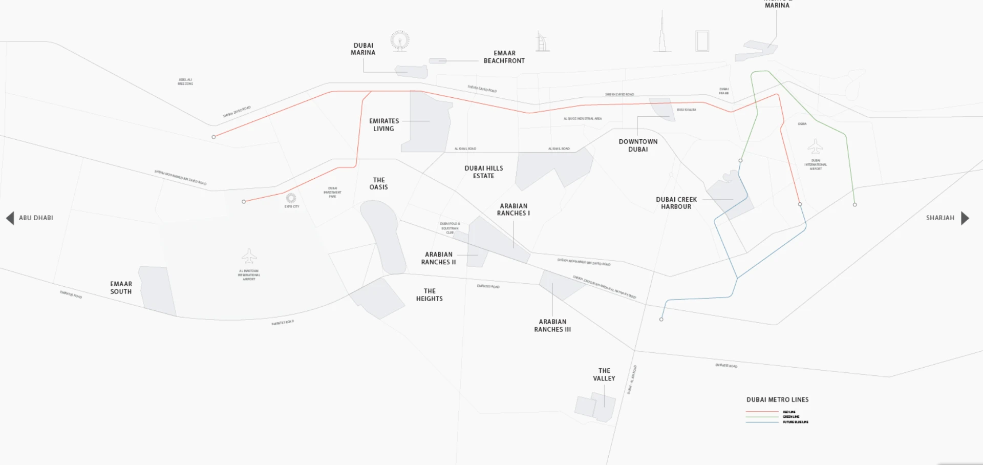 Map of Modon's master-planned communities across Abu Dhabi